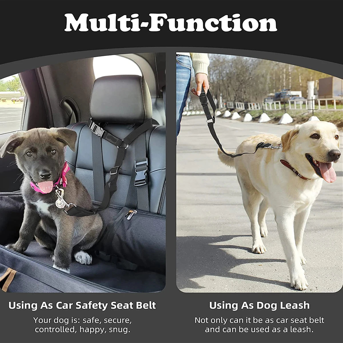 Adjustable Pet Car Seat Belt & Headrest Restraint