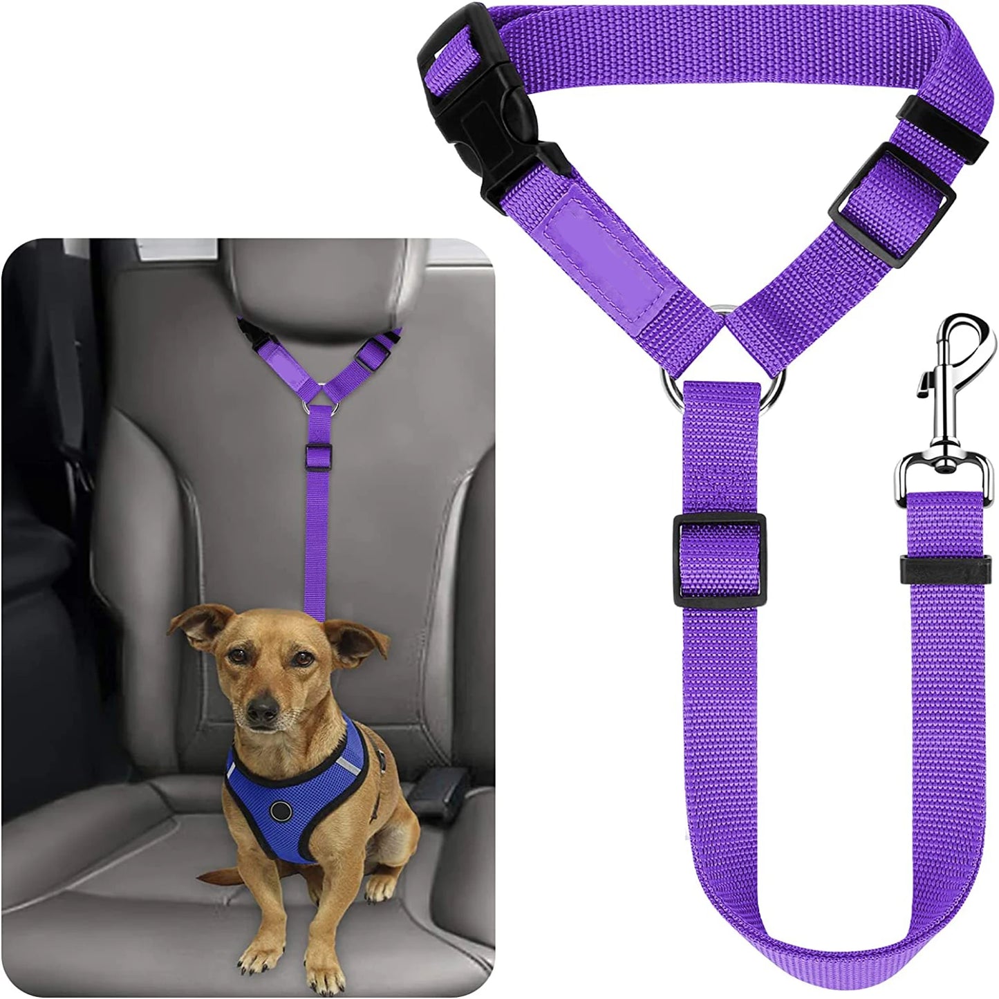 Adjustable Pet Car Seat Belt & Headrest Restraint