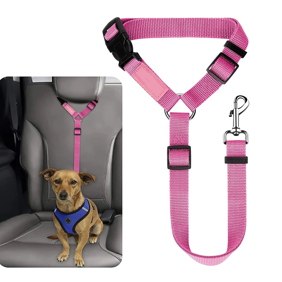 Adjustable Pet Car Seat Belt & Headrest Restraint