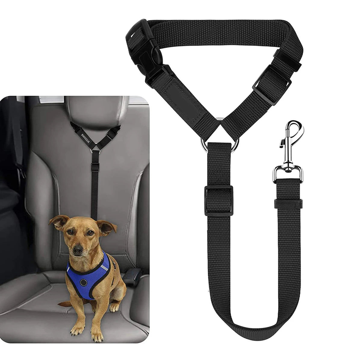 Adjustable Pet Car Seat Belt & Headrest Restraint