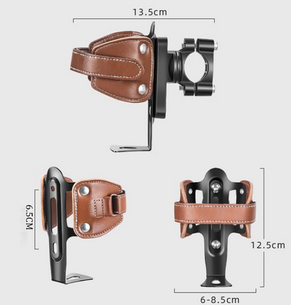 Vintage Cowhide Motorcycle Bottle Cage
