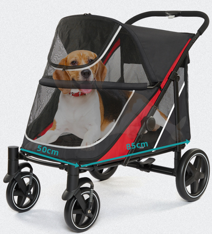 Pet Travel Dog Stroller with Large Cart Space 40KG Load-Bearing Lightweight Folding
