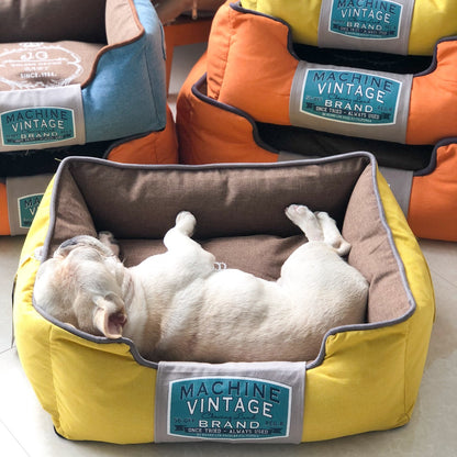 Luxury Canvas Pet Bed - Washable, Non-Slip & Supportive