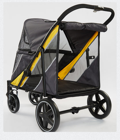 Pet Travel Dog Stroller with Large Cart Space 40KG Load-Bearing Lightweight Folding