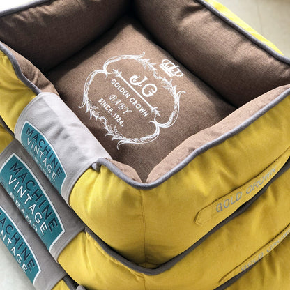 Luxury Canvas Pet Bed - Washable, Non-Slip & Supportive