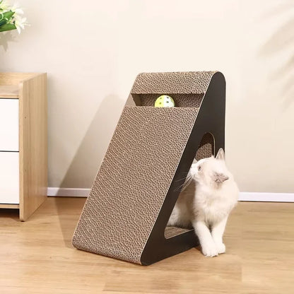 2-in-1 Triangle Cat Scratcher with Ball Toy