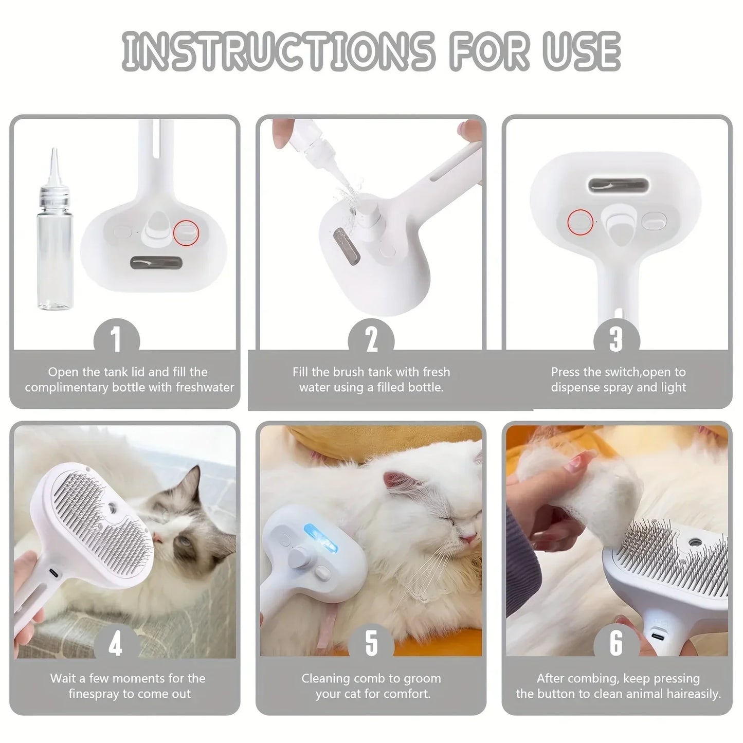 Steamy Pet Brush for Shedding & Grooming