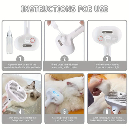 Steamy Pet Brush for Shedding & Grooming
