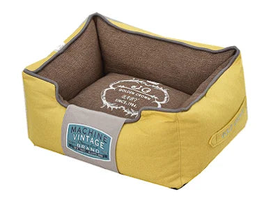 Luxury Canvas Pet Bed - Washable, Non-Slip & Supportive