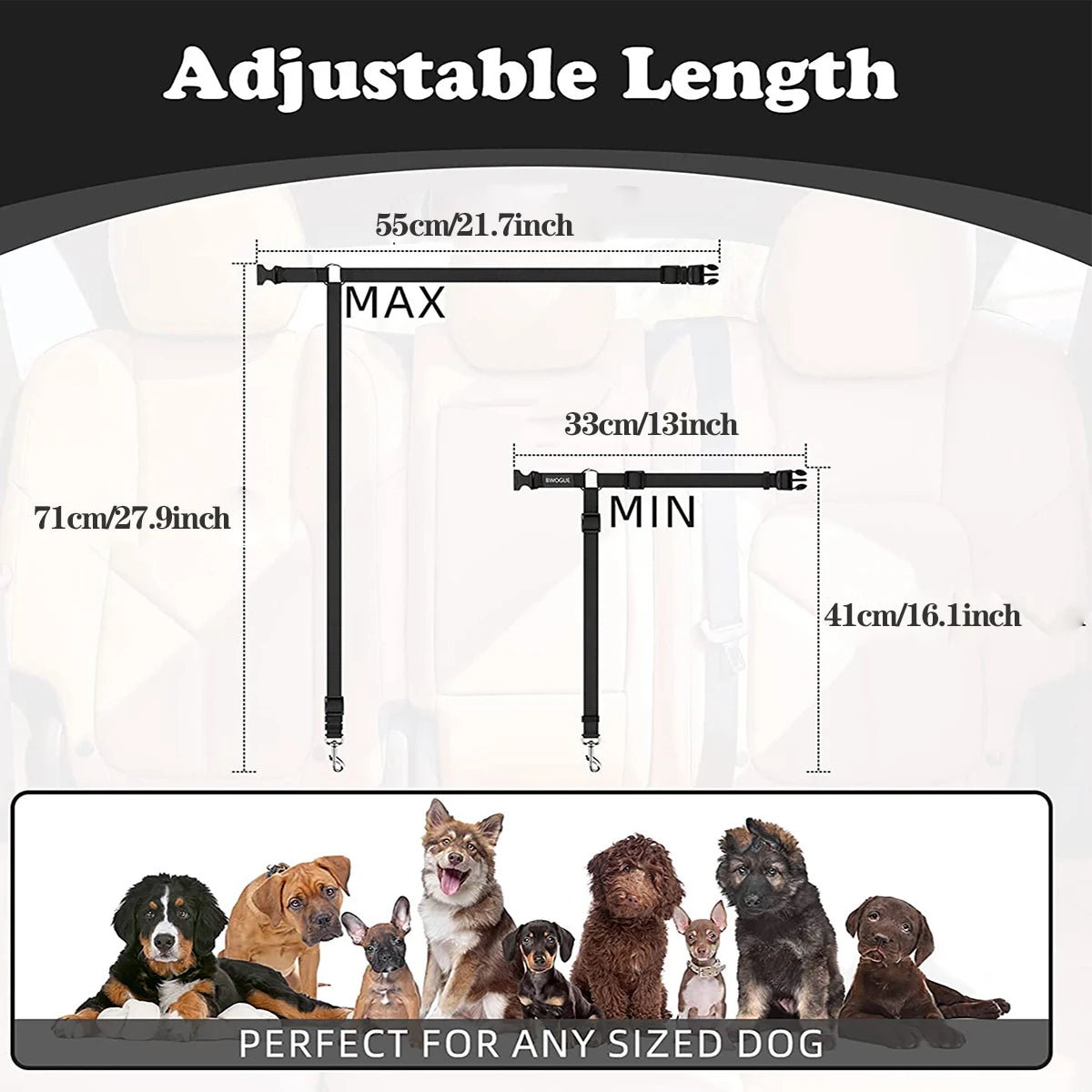 Adjustable Pet Car Seat Belt & Headrest Restraint