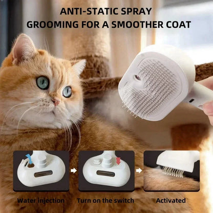 Steamy Pet Brush for Shedding & Grooming