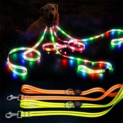 Led Dog Leash Walking Safety USB Rechargeable