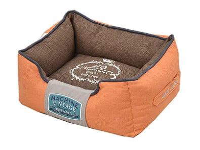 Luxury Canvas Pet Bed - Washable, Non-Slip & Supportive
