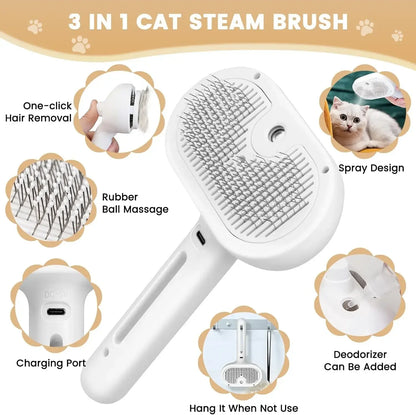 Steamy Pet Brush for Shedding & Grooming