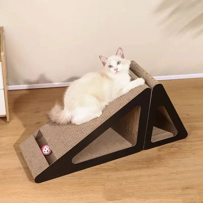 2-in-1 Triangle Cat Scratcher with Ball Toy