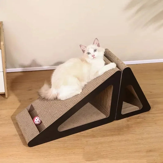 2-in-1 Triangle Cat Scratcher with Ball Toy