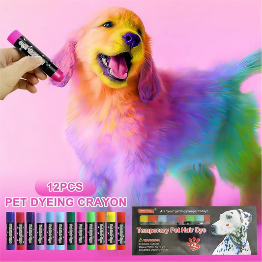 12Colors Pet Hair Dye Washable Safe Hair Dyeing Pets Temporary Colors