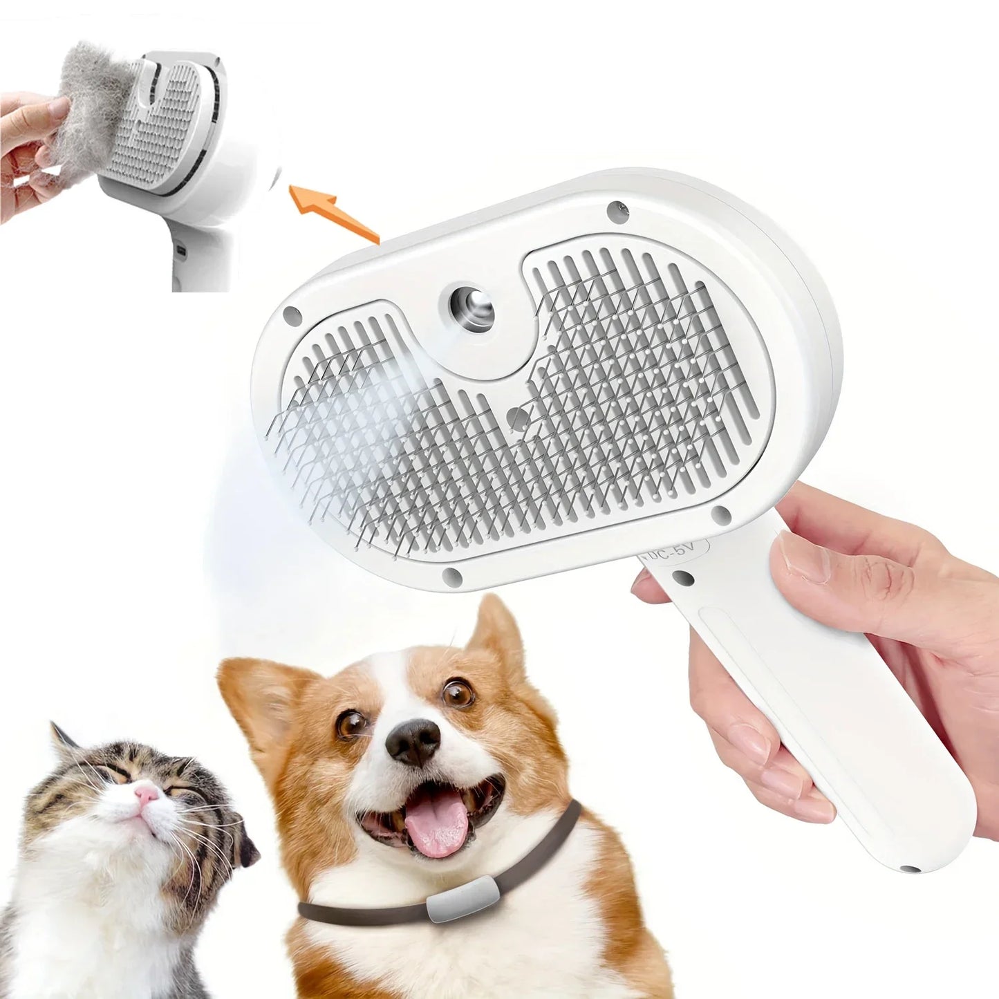 Steamy Pet Brush for Shedding & Grooming