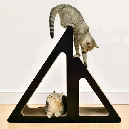 2-in-1 Triangle Cat Scratcher with Ball Toy