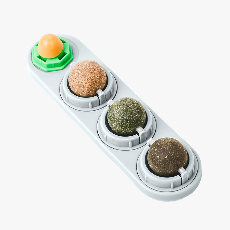 Lickable and rotatable catnip ball toy