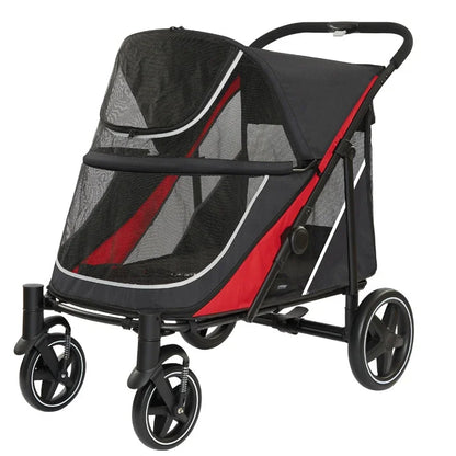 Pet Travel Dog Stroller with Large Cart Space 40KG Load-Bearing Lightweight Folding