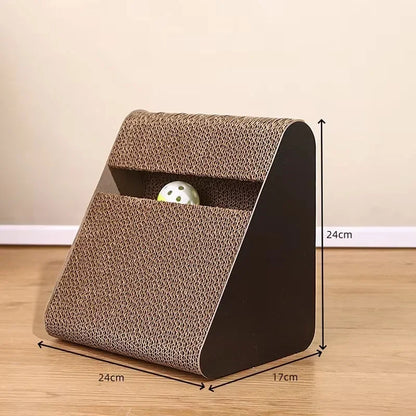 2-in-1 Triangle Cat Scratcher with Ball Toy