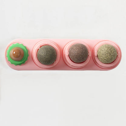 Lickable and rotatable catnip ball toy