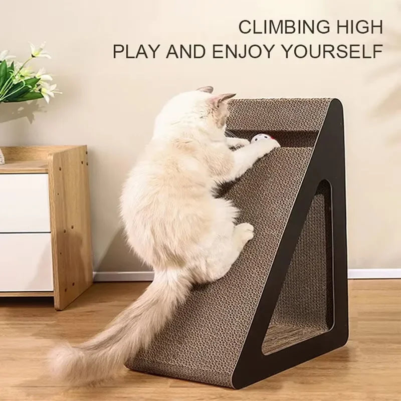 2-in-1 Triangle Cat Scratcher with Ball Toy