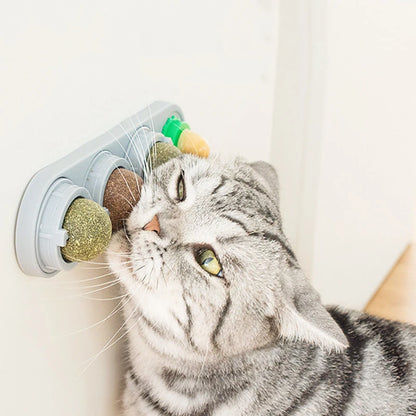 Lickable and rotatable catnip ball toy