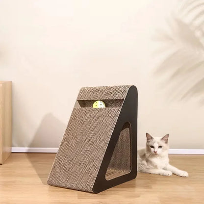 2-in-1 Triangle Cat Scratcher with Ball Toy