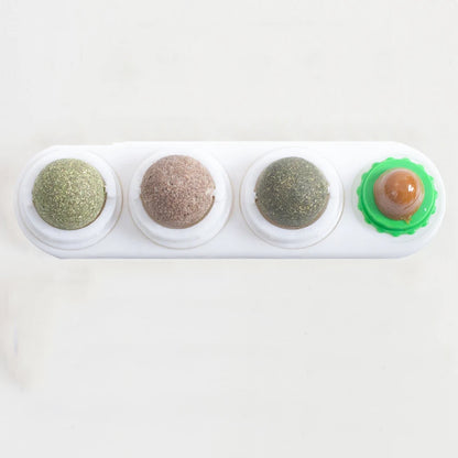 Lickable and rotatable catnip ball toy